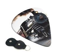 Steam Train 6 Pack Guitar Picks With Holder, Personalized Guitar Plectrums Non-Slip Portable Ukulele Bass Picks 0.46mm For Acoustic Guitar Lovers Gifts