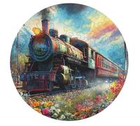 Steam Train 68 Piece Round Jigsaw Puzzle Magical Animal Shape Premium Large Format Puzzle Stress Relief Relaxing Activity for Families Home Wall Art 68 PCS