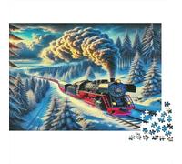 Steam Train Adult Jigsaws 1000Pc Recycled Material Mountain Valley Jigsaw Puzzle Educational Game Decompression Parent Child Game Props for Home 52x38cm/1000pcs