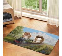 Steam Train And Railway,Waterproof Pet Feeding Mat,PU Leather Placemats for Cat Dog Water Bowl,Food Mats,40x60cm