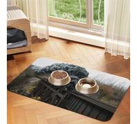 Steam Train And Railway,Waterproof Pet Feeding Mat,PU Leather Placemats for Cat Dog Water Bowl,Food Mats,30x45cm