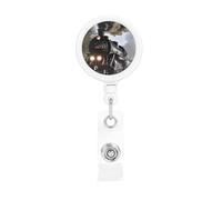 Steam Train Badge Reel Retractable Badge Holder with Keychain Funny ID Clips for Badges Lightweight Plastic Name Card Holders for Nurses Office Teacher