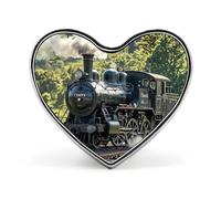 Steam Train Button Pin Heart Shape Alloy Lapel Pins Badges Novelty Funny Enamel Pins Personalized Pinback Button Badges Cute Heart Brooche for Jackets Bags