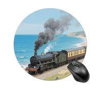 Steam Train by The Sea Mouse Pad Round Computer Mousepad Cute Mouse Pads with Non-Slip Rubber Base Mouse Mat for Laptop Gaming Office Home