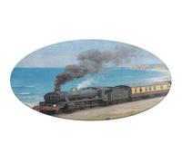 Steam Train by The Sea Round Area Rug Non Slip Backing Doormat Water Absorbent Plush Throw Low-Pile Non-Slip Floor Mat Carpet for Living Room Bedroom Entryway Nursery Room 90 * 90cm