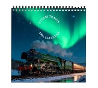 Steam Train Calendar 2026 Monthly Wall Calender 12 Months, 8.2 x 8.2 inch