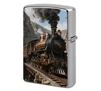Steam Train Canyon Lighter Case Pouch Double-Sided Metal Lighter Sleeve Scratch & Drop Resistant Lighters Protector Fits Standard Kerosene Lighters Pocket Protective Cover for Camping Party