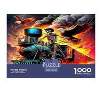Steam Train Challenging Puzzles 1000 Pieces - Ghost Train Fiery Dramatic Eerie for Men And Women Fun And Challenging Family Game Great Gift Idea70x50cm/1000pcs