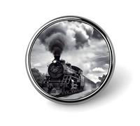 Steam Train Clouds Badge Holder Personalized Metal Button Pin Fashion Round Badge with Pattern Pin DIY Button Badges Exquisite Brooch Crafts Gift Clothes Decorative Pins
