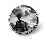 Steam Train Clouds Button Pin Round Metal Lapel Pins Badges Classic Cute Brooche Pin Personalized Pinback Button Badges Novelty Funny Enamel Pins for Backpacks Jackets Bags
