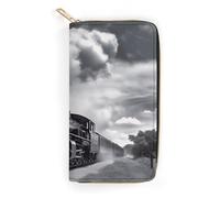 Steam Train Clouds Leather Wallet, Bifold Stylish Wallets, Credit Card Holder for Passport Covers, Purse Passport Bag for Men Women