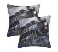 Steam Train Clouds Pillow Case, Soft, Invisible Zipper, Fashionable Home Decoration, Multi-Size, 2 Pack