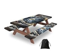 Steam Train Clouds Print 3 Pack Wipeable Picnic Bench Cover And Table Cover Lightweight Table Cloth For Camping Outdoor