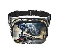 Steam Train Clouds print Fanny Pack Purse with Adjustable Strap Square Double Layer Waist Bag Belt Unisex Everywhere
