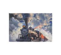 Steam Train Clouds Print Heat Resistant Placemats Set of 6 | 45x30cm Polyester Table Mats for Dining Room Kitchen Decor