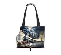 Steam Train Clouds Print Pet Tote Bag,Portable Small Dogs Pet Tote Bag For Subway, Walking, Hiking