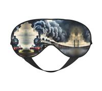 Steam Train Clouds Print Sleep Eye Mask Comfortable with Adjustable Strap Soft Shade Blackout Eye Cover Blindfold
