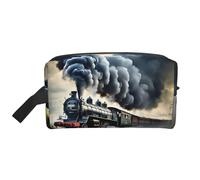 Steam Train Clouds Print Toiletry Bag for Women Travel Toiletry Bag, Spacious Capacity Cosmetic Bag for Men