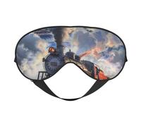 Steam Train Clouds Printed Eye Mask,Blackout Sleep & Eye Mask for Women,Sleep Mask with Adjustable Strap, Suitable for Both Bedtime and Travel