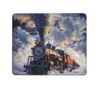 Steam Train Clouds Printed Gaming Mouse Pad 10.3x8.3 Inches, Non-Slip Rubber Base Laptop Mousepad Desk Mat with Stitched Edges for Gamer, Office, Home