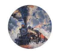 Steam Train Clouds Printed Gaming Mouse Pad 2 PCS, Round Non-Slip Rubber Base Laptop Mousepad Desk Mat for Gamer, Office, Home
