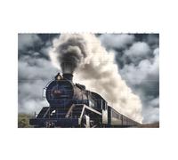 Steam Train Clouds Printed Jigsaw Puzzle 14.4x9.8 CM, Rectangular Puzzle Challenging Game for Adults Gifts, Family Fun Decorative Wall Decor