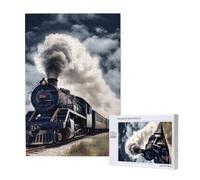 Steam Train Clouds Printed Jigsaw Puzzle with Storage Box, Wooden Puzzle for Adults and Kids, 1000 Pieces Family Fun Decorative Game