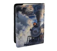 Steam Train Clouds Printed Passport Holder - 6.5 x 4.5 Inch RFID Blocking Travel Wallet,Stylish Passport Cover,Lightweight Document Organizer for Cards