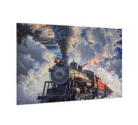 Steam Train Clouds Printed Picture Puzzle 1000 Pieces,Personalised Jigsaw Puzzle,Wooden Jigsaw Puzzles For Adults And Kids,Fun Jigsaw Puzzles As A Xmas Gift Or Decorative Collection.