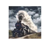 Steam Train Clouds Printed Square Jigsaw Puzzle 12.8x12.8 CM, Puzzle Challenging Game for Adults Gifts, Family Fun Decorative Wall Decor
