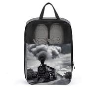 Steam Train Clouds Shoe Bags Foldable Breathable Portable Shoe Puches Organizer Stylish Expandable Packing Travel Shoes Bags for Sneakers Gym Luggage Closet