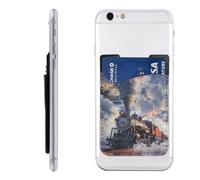 Steam Train Clouds WhitePrinted Phone Card Holder Wallet Sleeve PU Leather Phone Pocket Compatible with iPhone Samsung Galaxy