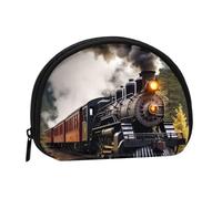 Steam Train Coin Purse Personalized Coin Bag for Women Men Change Purse Small Wallets with Zipper Mini Shell Coin Pouch Outdoor Shopping Change Storage Bag Handbags Gifts
