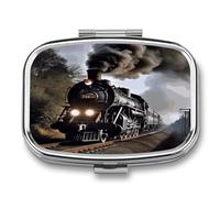 Steam Train Cute Travel Pill Organizer Compact and Portable Pill Box,Pill Case for Travel Essentials for Pocket Purse