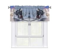Steam Train Depart Sunset 54x18 Inch Window Valance, Polyester Blackout Curtain Valance,Printed Tier For Kitchen,Bathroom, Studio, Decorative Window Top Treatment