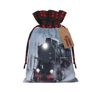 Steam Train Depart Sunset Patterned decorative gift bag, drawstring candy bag, reusable, suitable for storing gifts or everyday items.