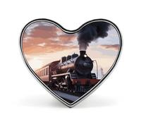 Steam Train Depart Sunset Pin Aluminum Alloy Love Heart Shaped Pin Cute Heart Badge Fashion Clothing Hearts Brooch Exquisite Metal Badge Brooch for Clothing Bags Decor