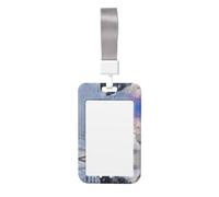 Steam Train Depart Sunset Print Id Card Holder,Badge Holder with Lanyard,Work Pass Protector for Office Staff School Nurse