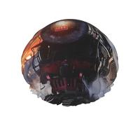 Steam Train Depart Sunset Print Shower Cap for Women Men, Reusable Double-Layer Fabric Bathing Cap Girls Hair Caps, 29 CM