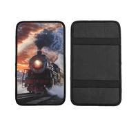 Steam Train Depart Sunset Printed Auto Center Console Cover, Universal Waterproof Car Armrest Box Pad, Car Interior Accessories,Car Armrest Seat Box Cover Protector for Most Vehicle SUV Truck Car