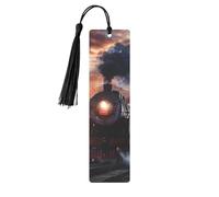 Steam Train Depart Sunset Printed Bookmarks,Exquisite Metal Bookmarks,Bookmarks for Women - Ideal Gift for Book Lovers6x1.5inch
