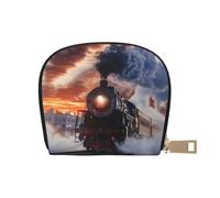 Steam Train Depart Sunset Printed Card Holder Wallet, Women's PU Leather Card Case Wallet & Pocket Wallet
