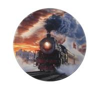 Steam Train Depart Sunset Printed Gaming Mouse Pad 2 PCS, Round Non-Slip Rubber Base Laptop Mousepad Desk Mat for Gamer, Office, Home