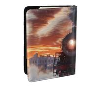 Steam Train Depart Sunset Printed Passport Holder - 6.5 x 4.5 Inch RFID Blocking Travel Wallet,Stylish Passport Cover,Lightweight Document Organizer for Cards