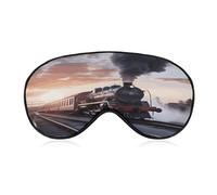 Steam Train Depart Sunset Sleep Mask,Adjustable Strap Sleeping Mask, Complete Light Blocking Sleep Shade Cover,Soft Breathable Comfortable Blindfold for Women And Men