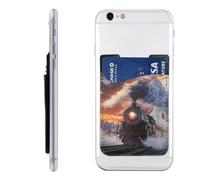 Steam Train Depart Sunset WhitePrinted Phone Card Holder Wallet Sleeve PU Leather Phone Pocket Compatible with iPhone Samsung Galaxy