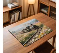 Steam Train Desk Mat Washable Table Protector Waterproof Table Cover Protector Desk Placemats Heat Resistant Non-Slip Desks Cover for Desktop, Coffee Dining Tables 60x50cm