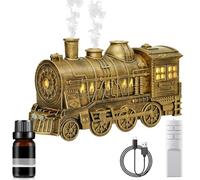 Steam Train Diffuser, 300ML Essential Oil Diffuser, Oil Diffuser Essential Oils with Remote Control, Quiet Aromatherapy Diffuser with Night Light for Bedroom Desk (Copper)