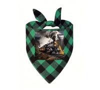 Steam Train Dog Bandanas for Small Medium Large Dogs Cats | Soft Polyester Pet Triangle Scarf Kerchief Novelty Pet Bib for Birthday, Photo Shoots, Wedding, Parties Pet Accessories