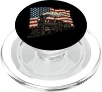 Steam Train Driver Trainspotting Locomotive American Flag PopSockets PopGrip for MagSafe